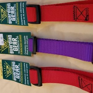 Dog collars set of 3 adjustable 14 to 20 inches in red and purple